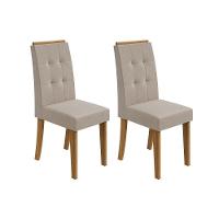 Cadeira Sala de Jantar Celebrare Kit 2 Un Rovere/Amêndoa/Veludo Naturale Creme - Lopas - 1