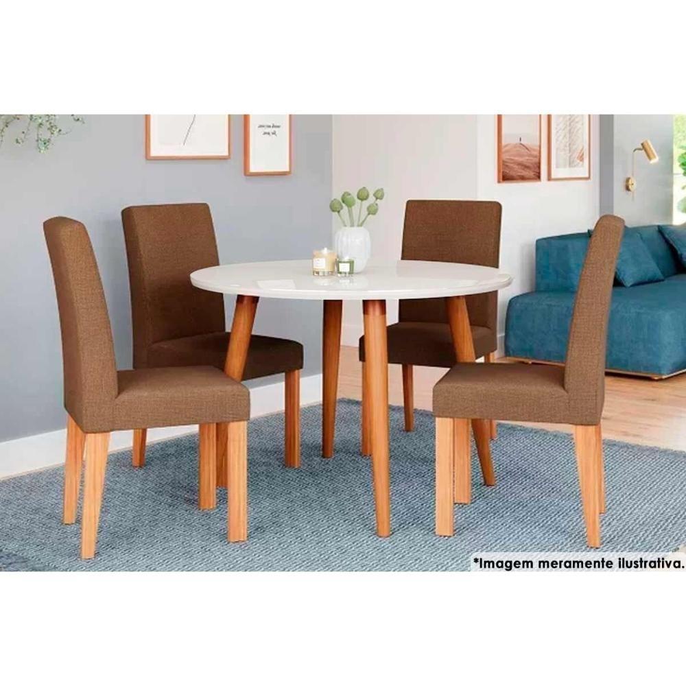 Sala de Jantar Completa DanI c/ Tampo Madeirado c/ Vidro 110cm e 4 Cadeiras Maia Nature/Suede Mascavo Chocolate - Cimol - 2