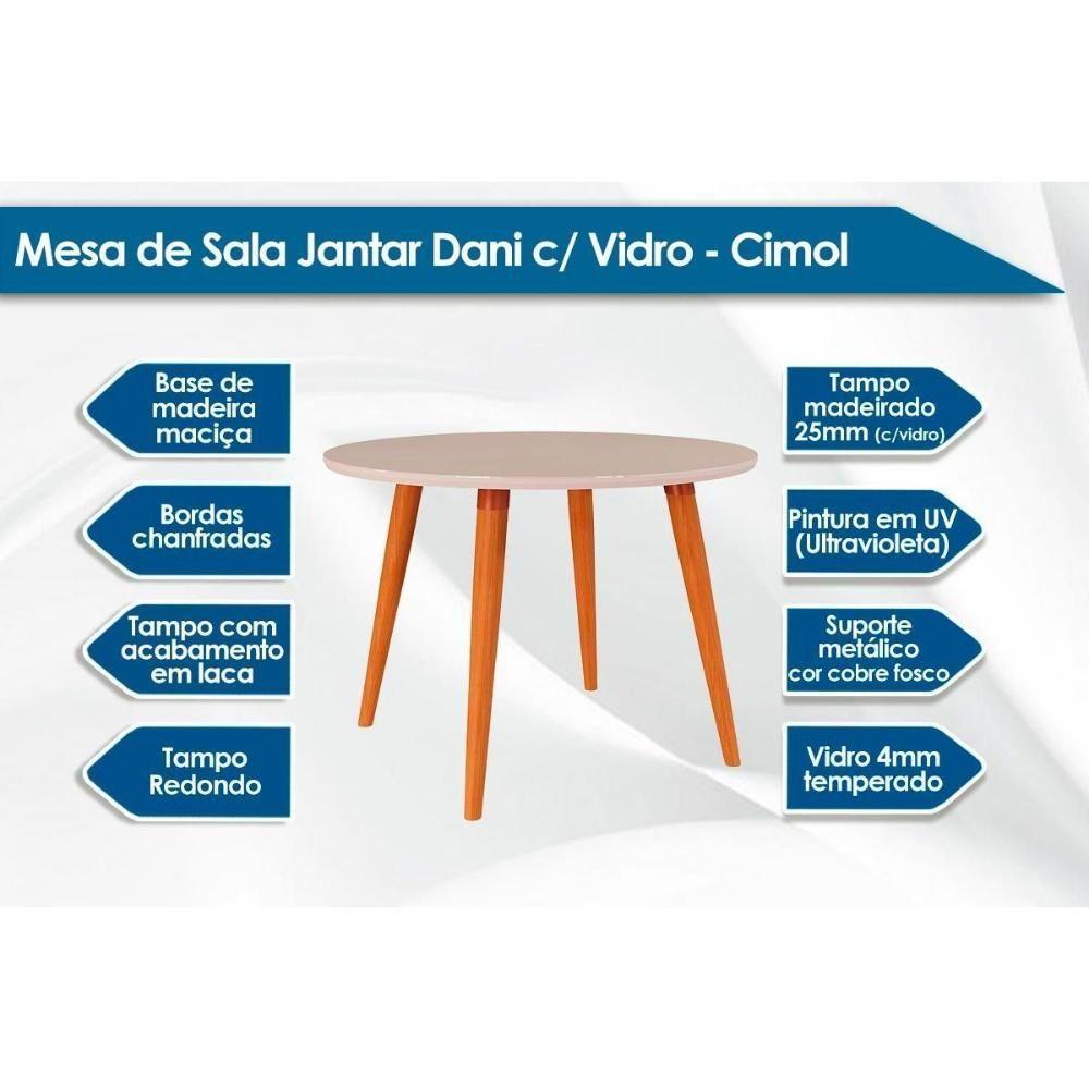 Sala de Jantar Completa DanI c/ Tampo Madeirado c/ Vidro 110cm e 4 Cadeiras Maia Nature/Suede Mascavo Chocolate - Cimol - 6