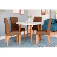 Sala de Jantar Completa DanI c/ Tampo Madeirado c/ Vidro 110cm e 4 Cadeiras Maia Nature/Suede Mascavo Chocolate - Cimol - 2