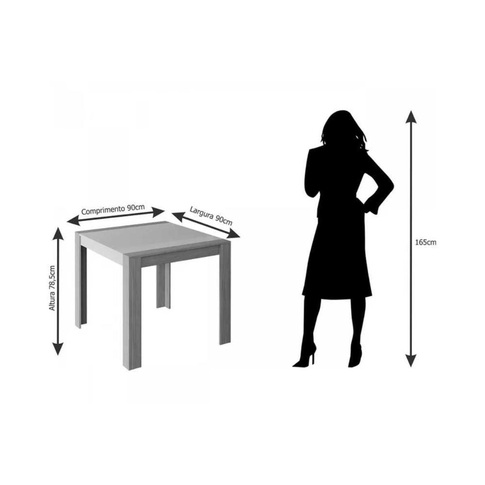 Sala de Jantar Completa Grace c/ Tampo Madeirado 90x90cm e 4 Cadeiras Maia Nature/Suede Mascavo Chocolate - Cimol - 4