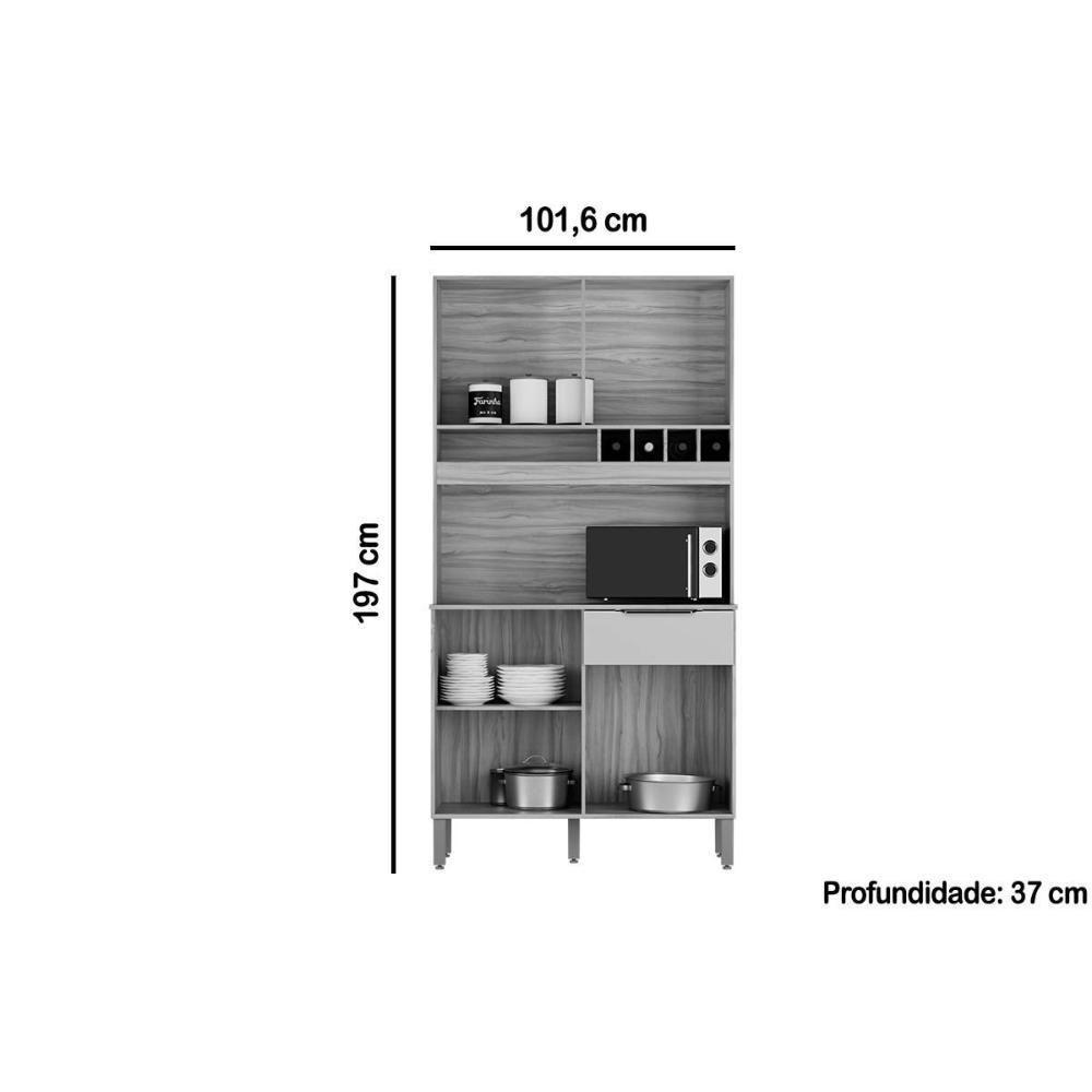 Kit de Cozinha Compacta Moscato 4 Portas e 1 Gaveta 197x101cm Amendoa/Branco - Ronipa - 6