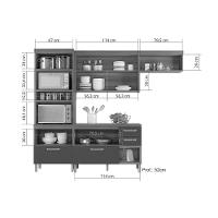 Cozinha Completa Princesa 3 Peças (1 Armário + 1 Balcão + 1 Paneleiro) C6P62 Freijo/Off White - Nesher