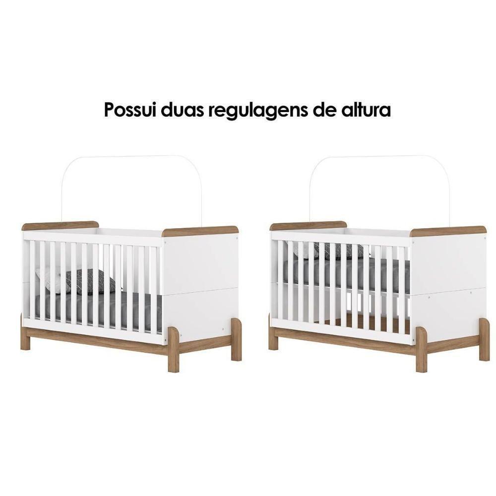 Quarto Infantil Completo Ternura 2 Peças (1 Cômoda + 1 Berço) QI92 Branco/Jequitiba - Henn - 8