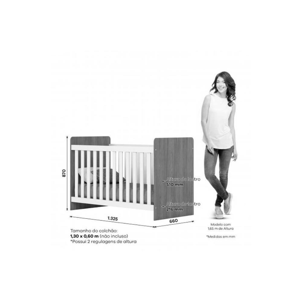 Quarto Infantil Completo Labirinto 2 Peças (1 Berço + 1 Cômoda) QI98 Rústico/Branco - Henn - 6