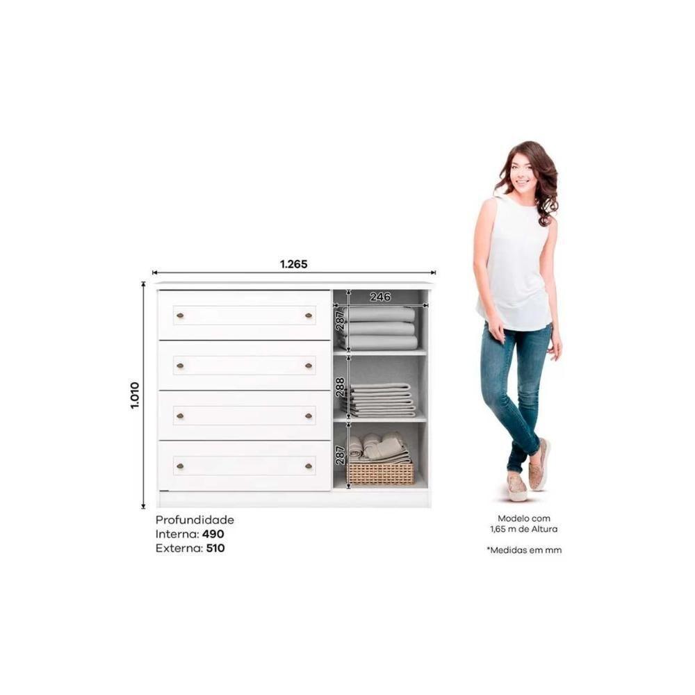 Quarto Infantil Completo Americano 2 Peças (1 G Roupa + 1 Cômoda) QI59 Branco - Henn - 6