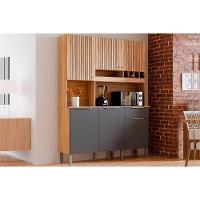 Kit de Cozinha Compacta Moscato 6 Portas e 1 Gaveta 197x151cm Amendoa/Chumbo - Ronipa - 1