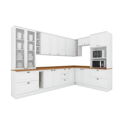 Cozinha Completa Americana 14 Peças C5P58 13 Portas 7 Gavetas MDF Branco