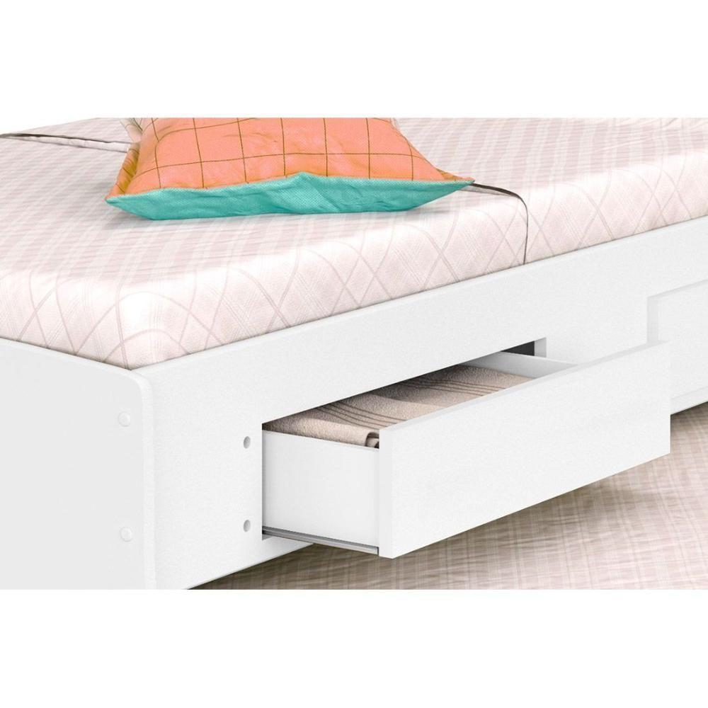 Cama Solteiro Ravena 2 Gavetas c/Auxiliar Cinamomo/Off White - Conquista - 6