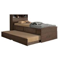 Cama Solteiro Ravena 2 Gavetas c/Auxiliar Cinamomo/Off White - Conquista - 1