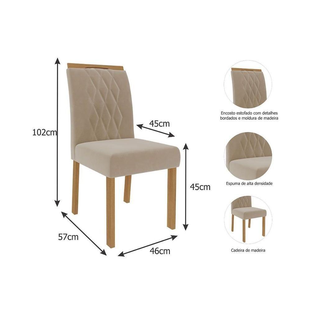 Cadeira Sala de Jantar Juliana Wood Kit 4 Un Madeirado/Suede Joli Capuccino - Cimol - 3