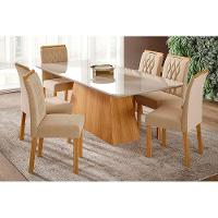 Cadeira Sala de Jantar Juliana Wood Kit 4 Un Madeirado/Suede Joli Capuccino - Cimol - 1