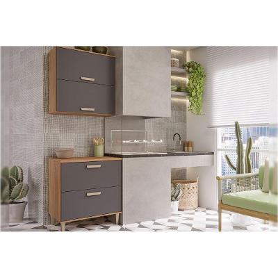 Cozinha Completa Bella 3 Portas 1 Gaveta MDF 80cm Titânio Freijo