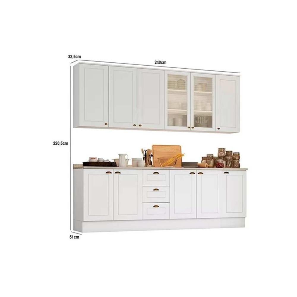 Cozinha Completa Americana 9 Peças (3 Armários + 3 Balcões + 3 Complementos) C5P37 Branco - Henn - 8