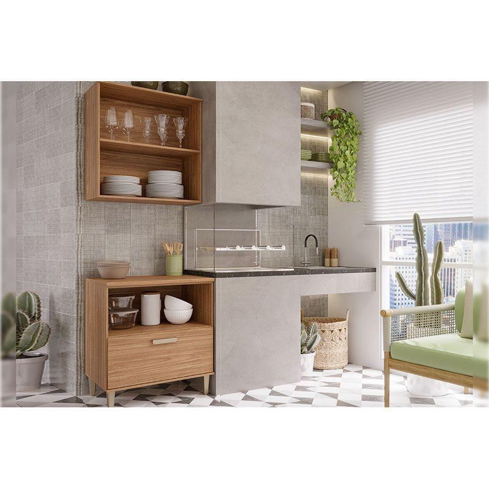 Cozinha Completa Bella 2 Peças s/ Portas (1 Armário + 1 Balcão) 80cm Freijo - MGM - 1