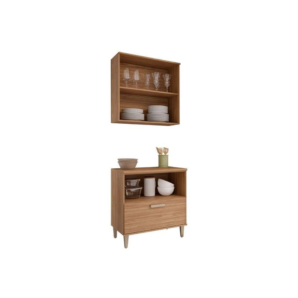 Cozinha Completa Bella 2 Peças s/ Portas (1 Armário + 1 Balcão) 80cm Freijo - MGM - 3