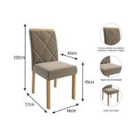 Cadeira Sala De Jantar Fernanda Kit 6 Un Nature-madeirado-suede Nude Bege - 2