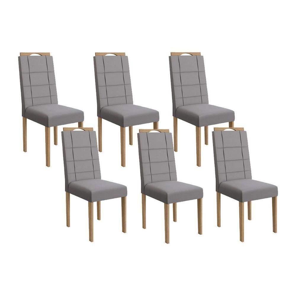 Cadeira Sala de Jantar 2CAD150EA Kit 6 Un Eucalipto/Suede Cinza Titanio A050 - Kappesberg - 1