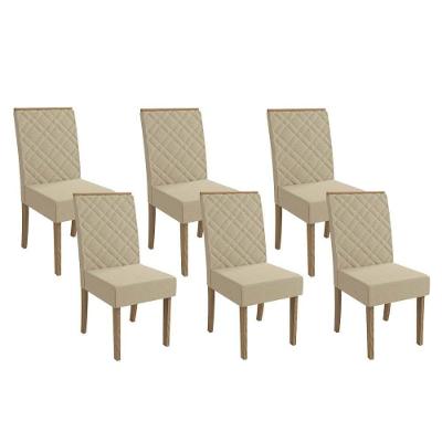 Cadeira Sala de Jantar 2CAD149NG Kit 6 Un Nogueira/Linho Bege A019 - Kappesberg