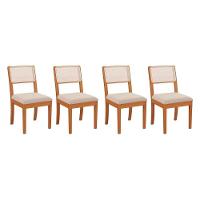 Cadeira Sala de Jantar Lola Kit 4 Un Carvalho/Linho Bege Tela Bege A058A - Kappesberg - 1