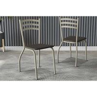 Cadeira Sala de Jantar Portugal 2C007NK Aço Kit 2 Uni Niquel/Marrom 21 - Kappesberg - 1