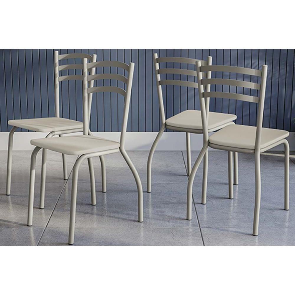 Cadeira Sala de Jantar Portugal 4C007NK Aço Kit 4 Uni Niquel/Nude 16 - Kappesberg - 1