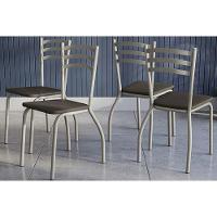 Cadeira Sala de Jantar Portugal 4C007NK Aço Kit 4 Uni Niquel/Marrom 21 - Kappesberg - 1