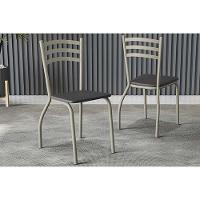 Cadeira Sala de Jantar Portugal 2C007NK Aço Kit 2 Uni Niquel/Preto 110 - Kappesberg - 1