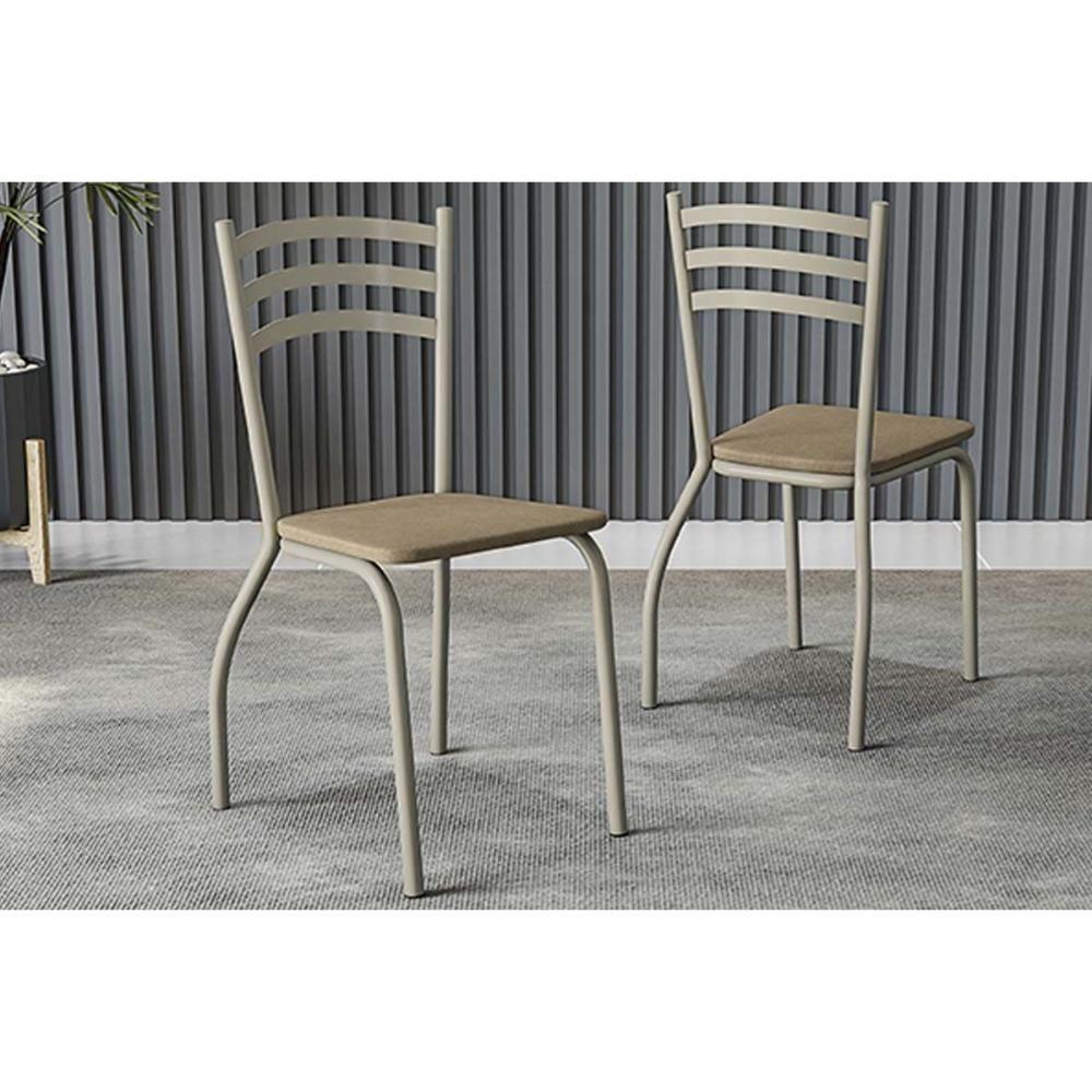 Cadeira Sala de Jantar Portugal 2C007NK Aço Kit 2 Uni Niquel - Capuccino - Kappesberg - 1