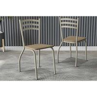 Cadeira Sala de Jantar Portugal 2C007NK Aço Kit 2 Uni Niquel - Capuccino - Kappesberg - 1