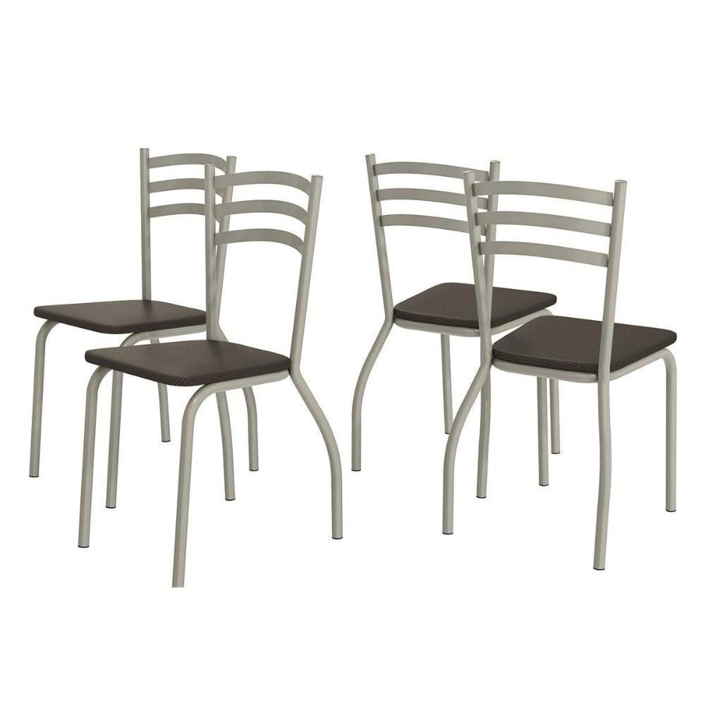 Cadeira Sala de Jantar Portugal 4C007NK Aço Kit 4 Uni Niquel/Branco 106 - Kappesberg - 2