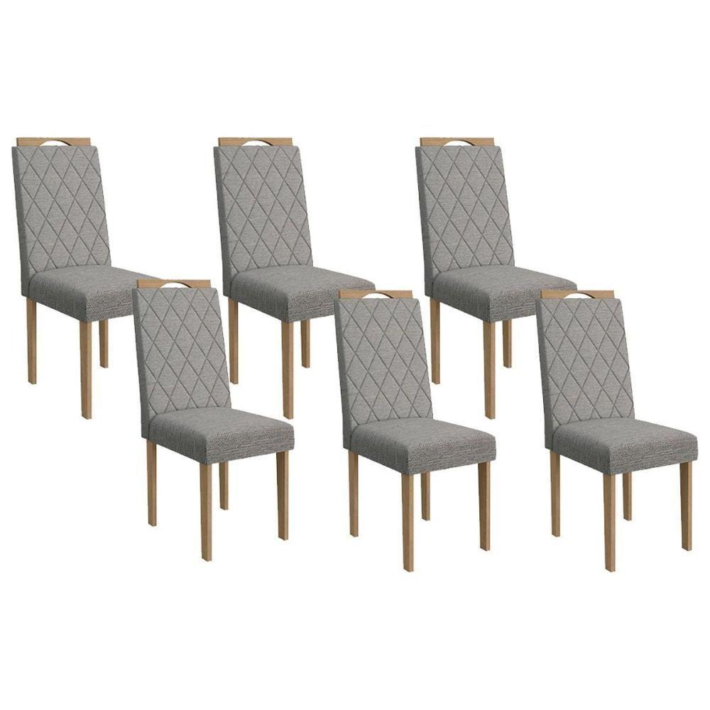 Cadeira Sala de Jantar 2CAD153EA Kit 6 Un Eucalipto/Cinza Mesclado A031 - Kappesberg - 1