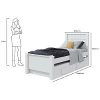 Cama Solteiro Athenas c/ 2 Gavetas e Auxiliar Frassino/Off White - Lopas - 7