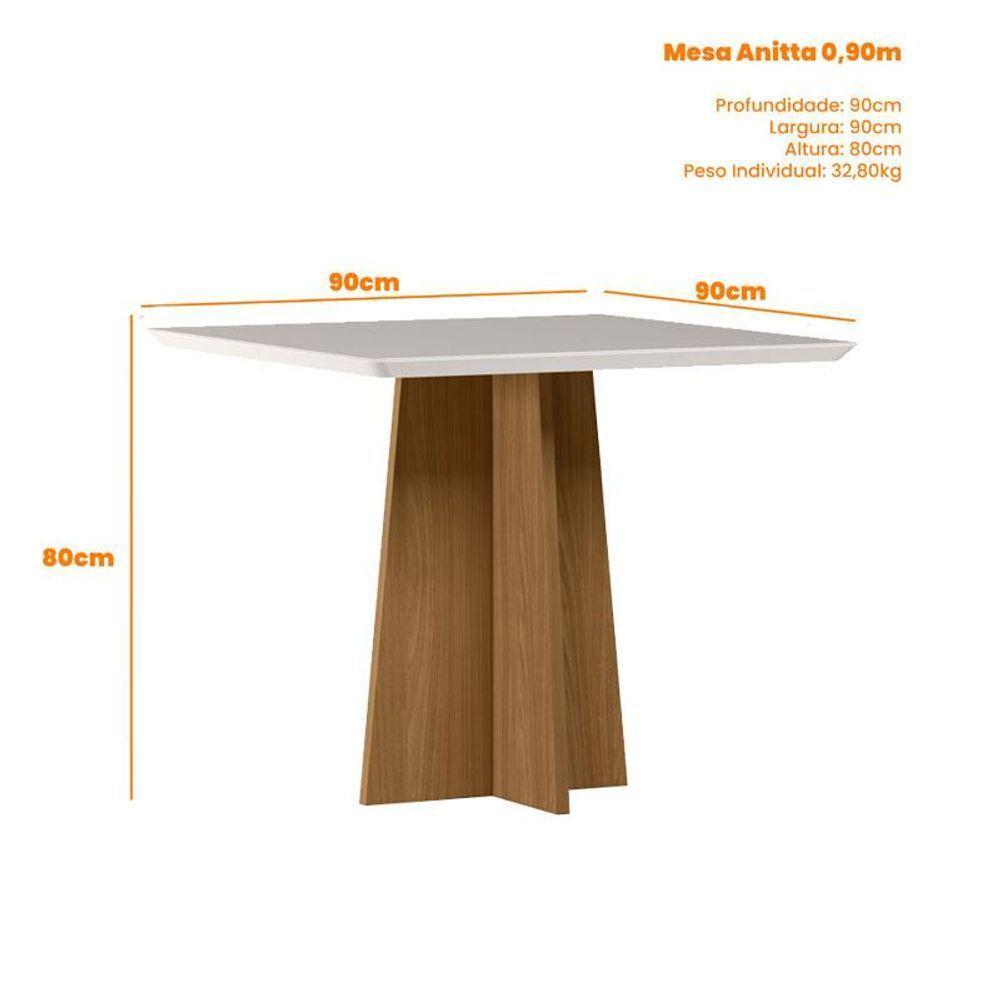 Mesa De Jantar Ambiente Anitta 90x90 Cm Com Vidro Ype Off White E 4 Cadeiras Ype Veludo Nude - 4