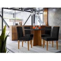 Mesa De Jantar Ambiente Anitta 120x80 Cm Com Vidro Ype Preto E 4 Cadeiras Ana Veludo Preto - 2
