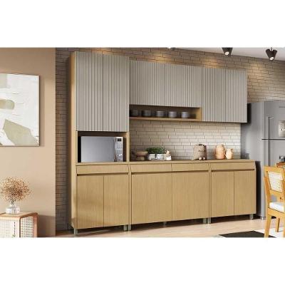 Cozinha Completa Simone Mendes 12 Portas 4 Gavetas MDF 120cm Cinza