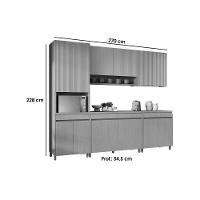 Cozinha Completa Simone Mendes 5 peças (2Aéreos+2Balcões+1Paneleiro) C5P114 Carvalho/Cinza - Nesher - 3