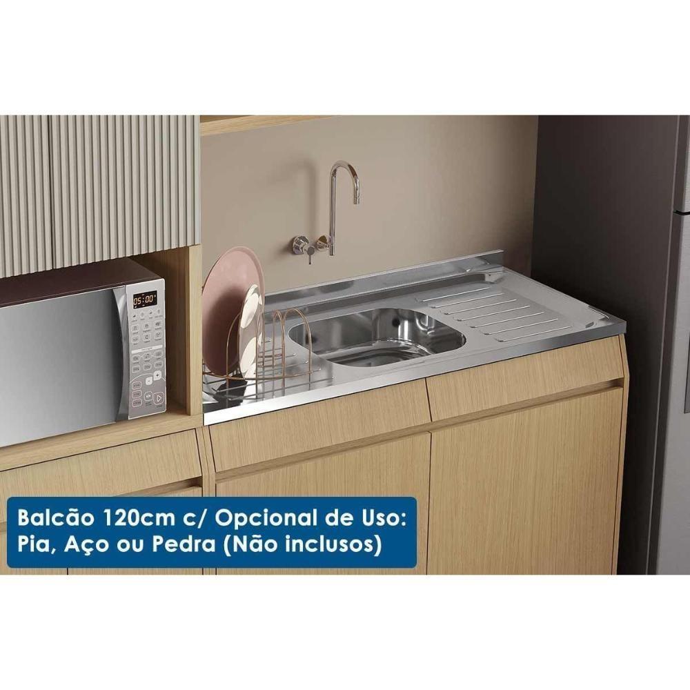 Cozinha Completa Simone Mendes 4 Peças (2Aéreos+1Balcão+1Paneleiro) C4P161 Carvalho/Cinza - Nesher - 6