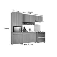 Cozinha Completa Simone Mendes 4 Peças (2Aéreos+1Balcão+1Paneleiro) C4P161 Carvalho/Cinza - Nesher - 3