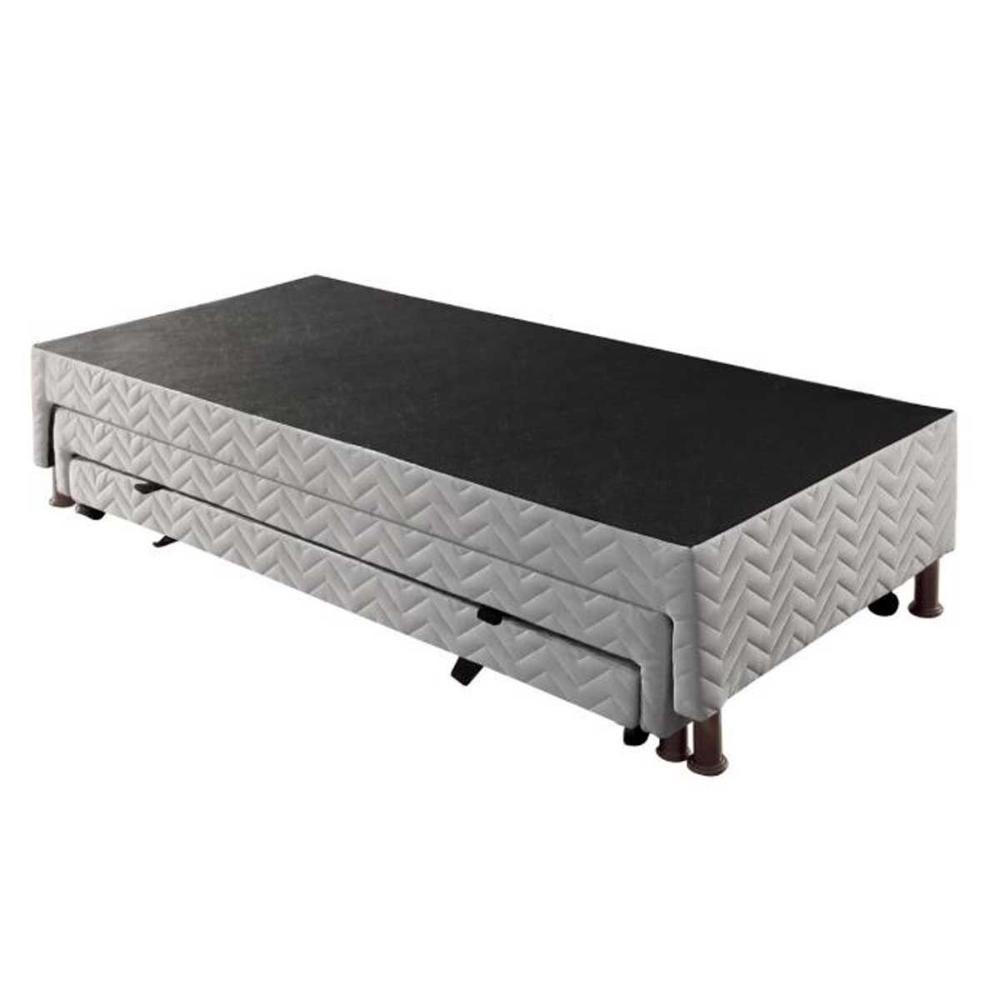 Cama Box Base c/ 2 Auxiliares Solteiro Universal Bordado White (88x188x32) - Paropas - 4