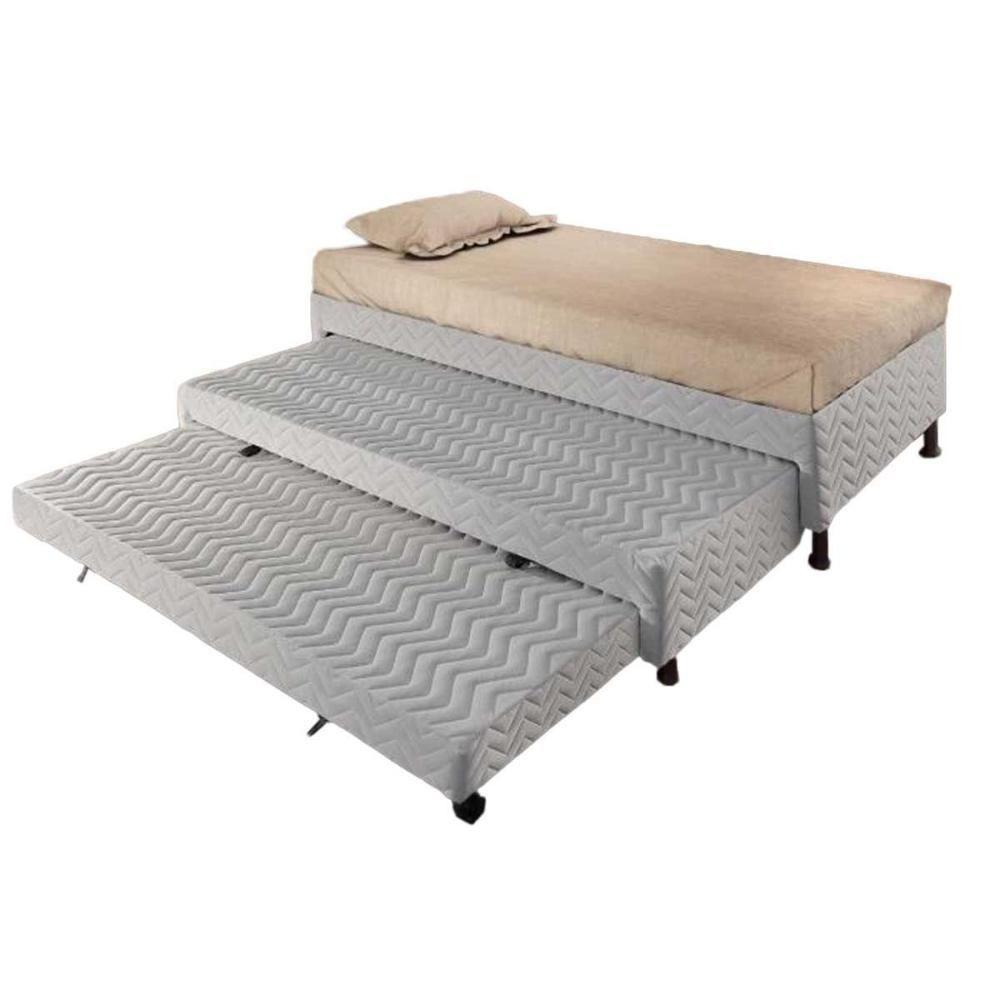 Cama Box Base c/ 2 Auxiliares Solteiro Universal Bordado White (88x188x32) - Paropas - 5