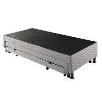 Cama Box Base c/ 2 Auxiliares Solteiro Universal Bordado White (88x188x32) - Paropas