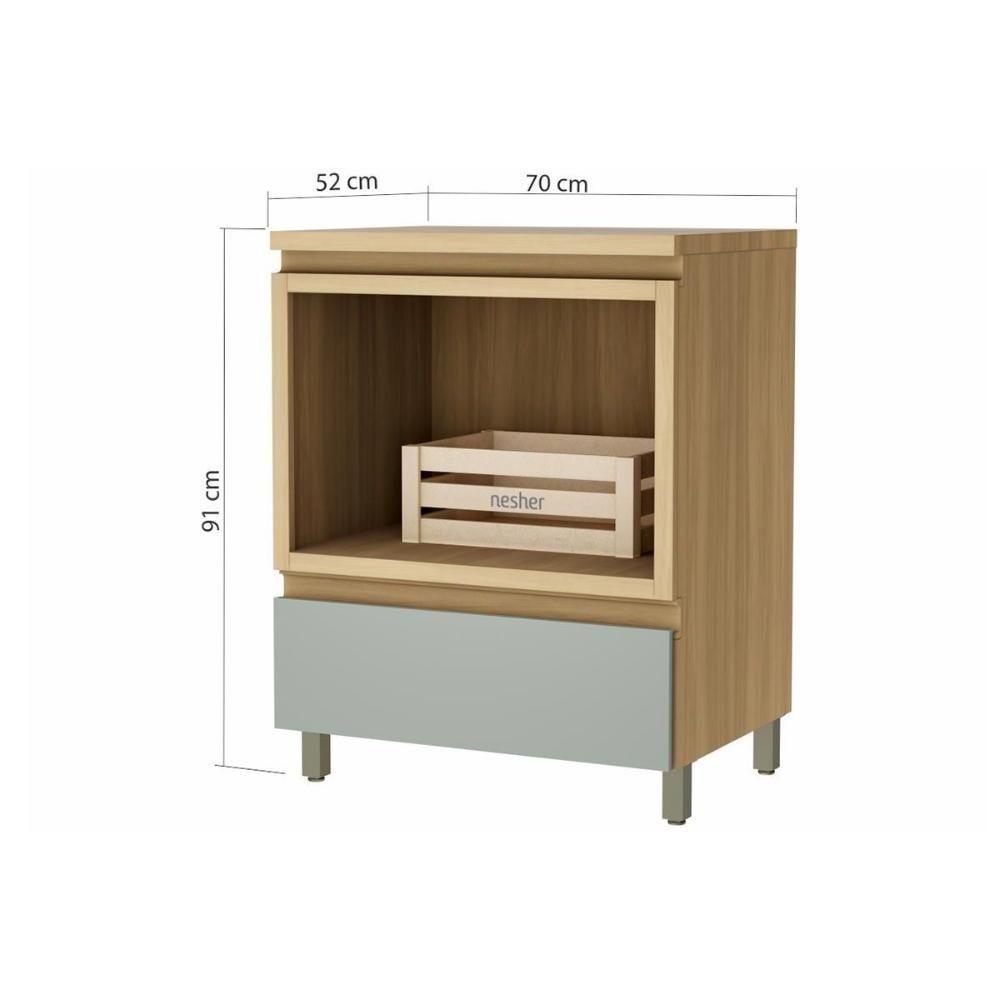 Gabinete de Banheiro Balcão Rainha c/ 1 Gaveta e 1 Nicho 70cm Branca/Nature - Nesher - 4