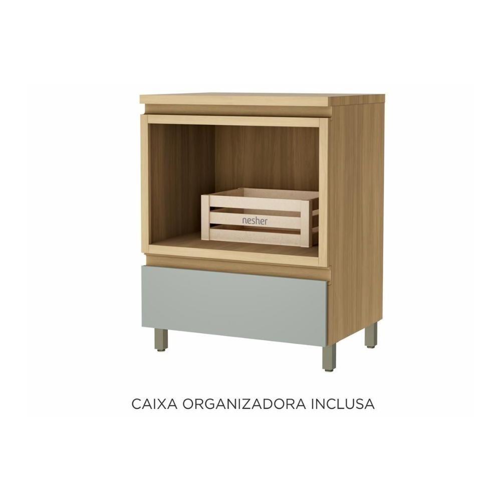 Gabinete de Banheiro Balcão Rainha c/ 1 Gaveta e 1 Nicho 70cm Branca/Nature - Nesher - 5