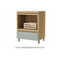 Gabinete de Banheiro Balcão Rainha c/ 1 Gaveta e 1 Nicho 70cm Branca/Nature - Nesher - 5