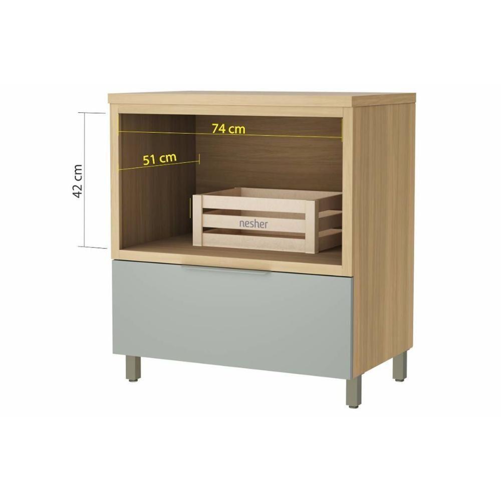 Gabinete de Banheiro Balcão Marquesa c/ 1 Gaveta e 1 Nicho 80cm Nature/Verde - Nesher - 3