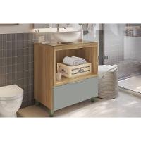 Gabinete de Banheiro Balcão Marquesa c/ 1 Gaveta e 1 Nicho 80cm Nature/Verde - Nesher - 1