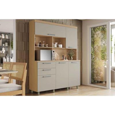 Kit de Cozinha Compacta Nobreza c/ 5 Portas e 2 Gavetas 160cm Carvalho/Cinza - Nesher