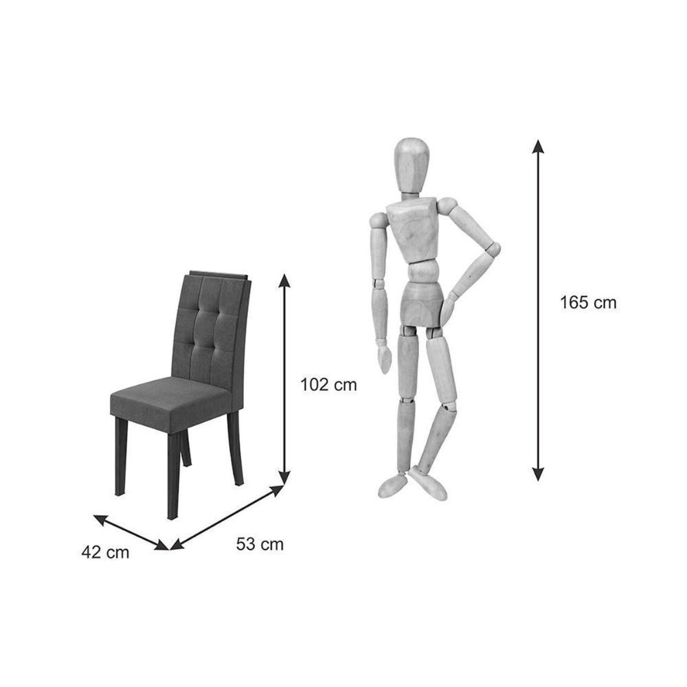 Sala de Jantar Completa Nevada Tampo Madeirado 130cm e 4 Cadeiras Celebrare Amendoa/Off White - Suede Creme - Lopas - 7