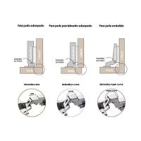 Multiuso Quarto Kit Dobradiça de Cozinha Baixa 35mm c/ 4 un O973-64 Prata - Henn - 2